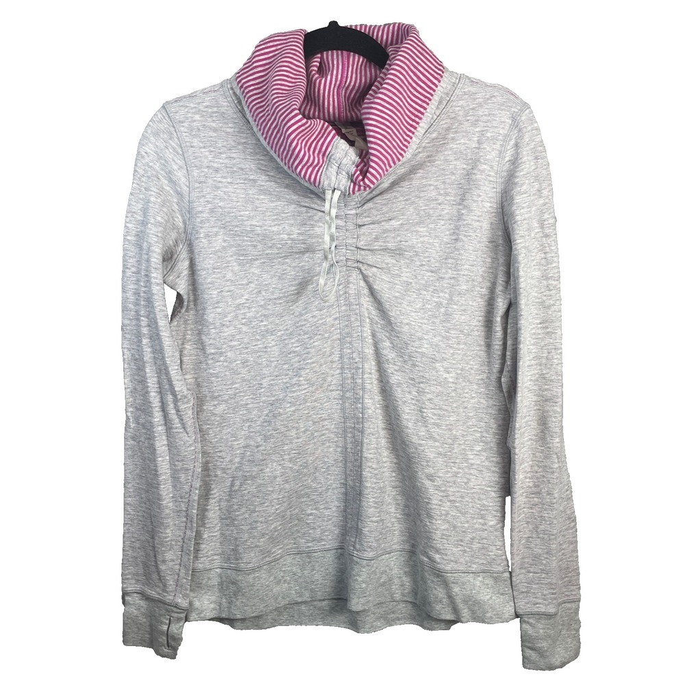 Lululemon In A Cinch Sweatshirt Womens 8 Gray Pink Funnel Neck Reversible Active